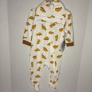 Milkberry Unisex Baby 2 Way Zipper Sleeper Footed Pajama Hat Chicken Nugget 3-6M